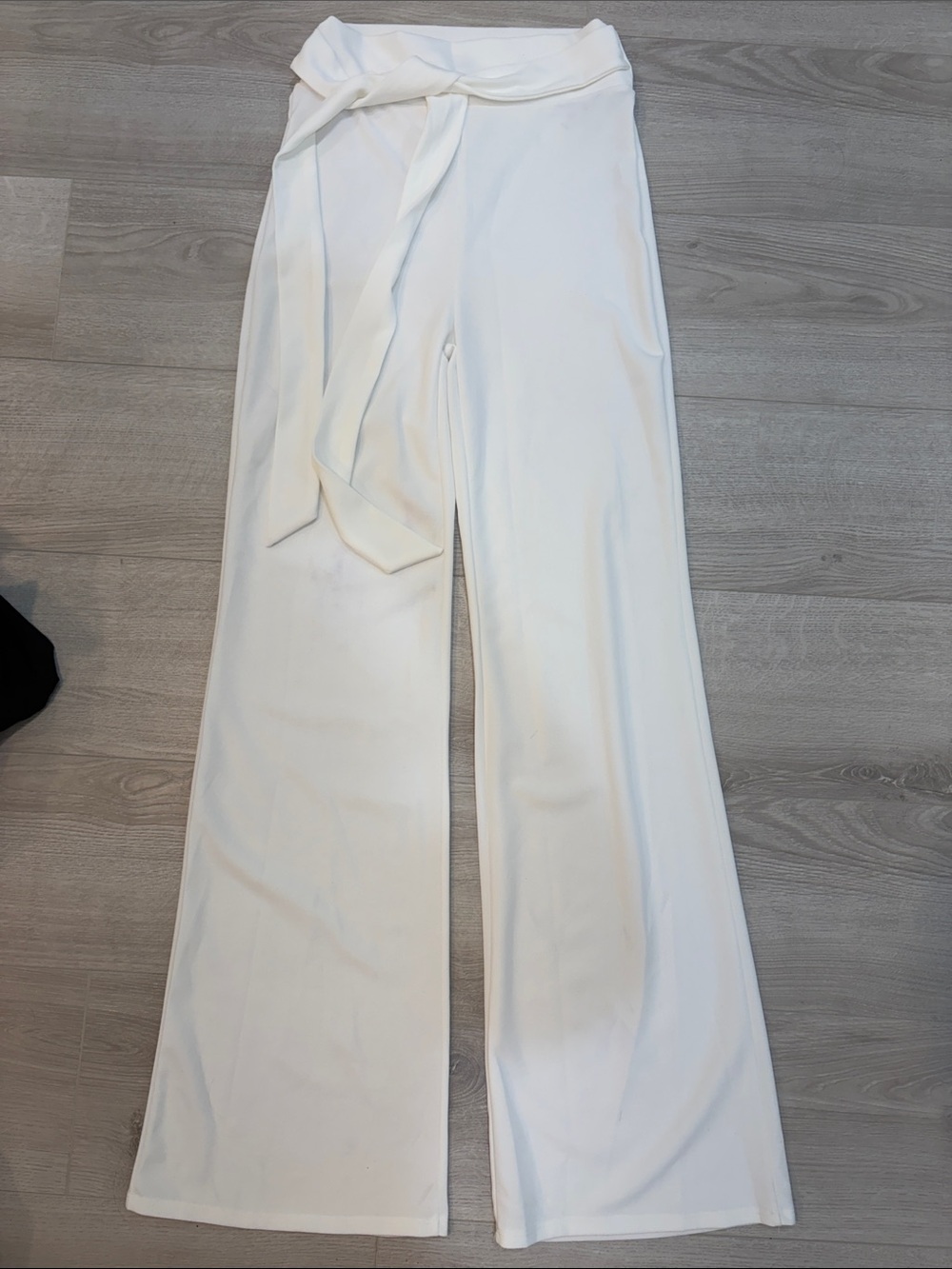Windsor White Wide-Leg Tie-Waist Trousers